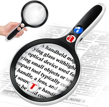 Large Magnifying Glass with Lights,10X 25X 45X 60X Handheld Lighted Magnifier, 5