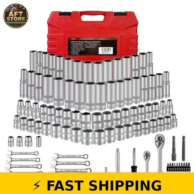EACELIY 122Pcs Impact Socket Set - Ratchet Wrench with Storage Case