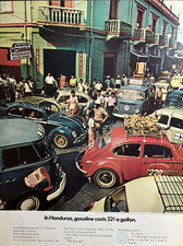 1960s Volkswagen Automobile Honduras Gasoline costs 52 Cents VTG Print Ad