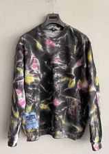 MCQ Alexander McQueen Sweatshirt XL Size Tie Dye Print Black Gray Cotton