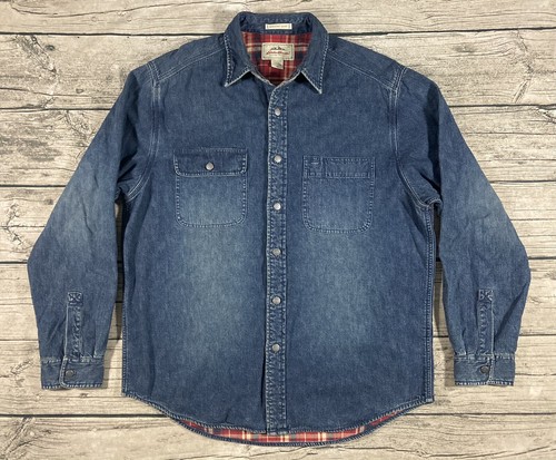 Eddie Bauer Denim Elkhorn Shirt Mens 