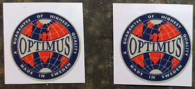 OPTIMUS/PRIMUS TWO (2) OPTIMUS 8R PRIMUS 111 BOX TIN ONE INCH STICKER DECAL STOVE REPLACEMENT