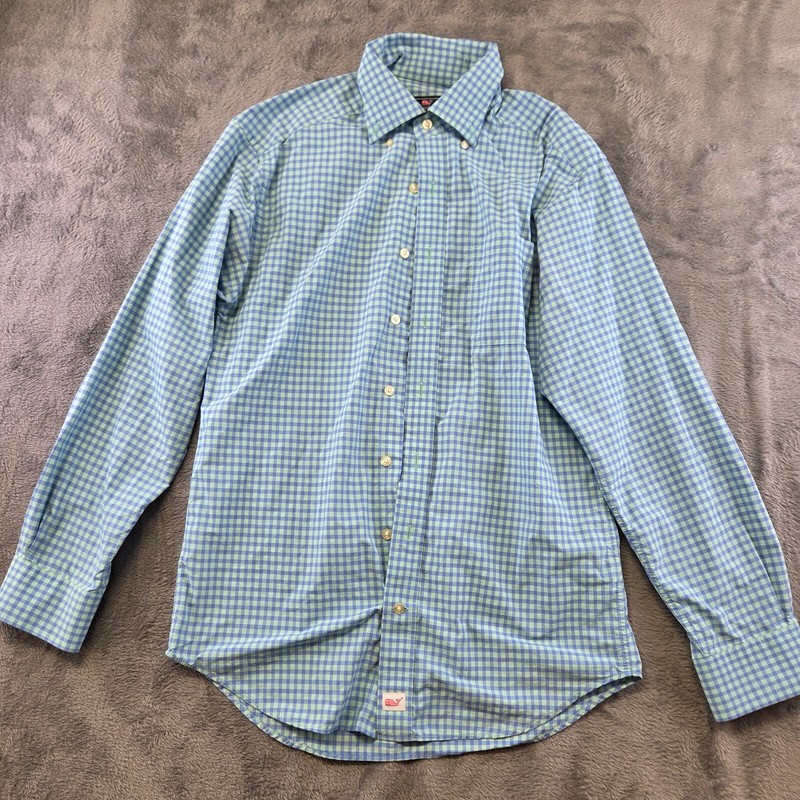 Vineyard Vines Murray Button Up Shirt Mens Small Green Blue Check Classic Fit