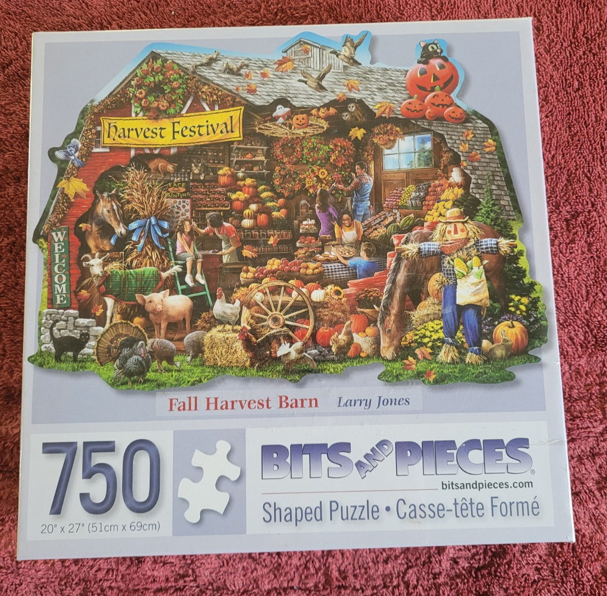 750 Pc Shaped Puzzle Full Harvest Barn by Larry Jones Bits and Pieces 20