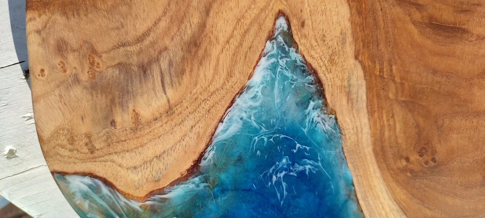 UNIKAT Handarbeit -Teakholz & Epoxid - Resin | Servier- Deko-, Schneidebrett TOP - Bild 3 von 4