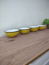 Huta Silesia Poland 1970s mid century modern enamelware size 14 bowl set of 4