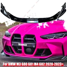 For BMW G80 M3 G82 M4 2021-2025 3pcs Gloss Black Front Spoiler Lip Splitter Kit