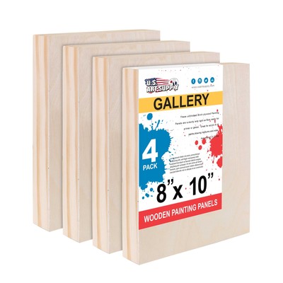 8'' x 10'' Gallery 1-1/2'' Profile Depth Artist Wood Pouring Panel Boards Pack of 4