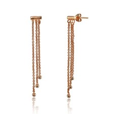 Dainty Beads Chain Drop Dangle Earrings in Rose Gold Plated Sterling Silver