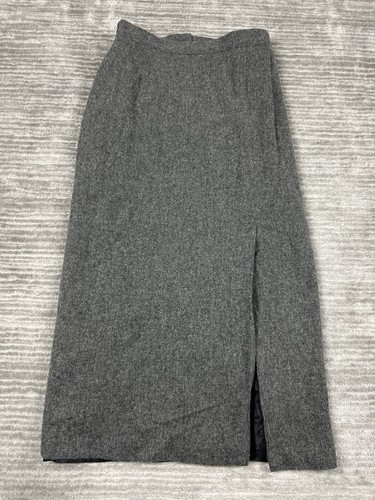 Sag Harbor Skirt Womens 10 Gray Wool Blend Long Casual Slit Lined