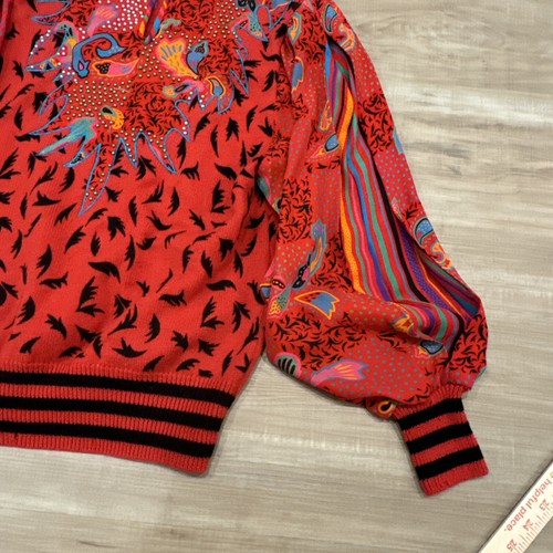 Vintage 80s Retro Diane Fres Beaded Wool Top Sweater size L - Picture 2 of 10