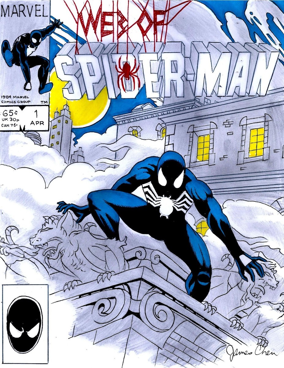 WEB OF SPIDER-MAN # 1 COVER RECREATION ORIGINAL COMIC COLOR ART ON