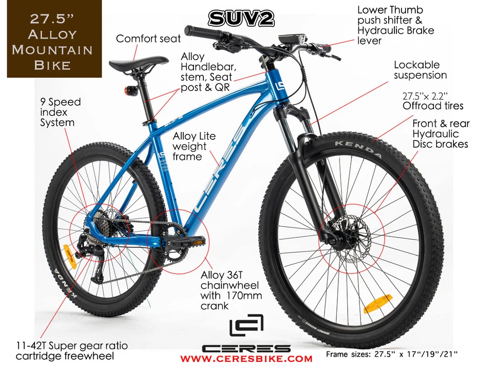 27.5英寸成人铝合金山地自行车1x9速液压盘制动器!!! — 第 2/4 张图片