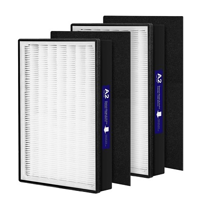2 Pack A2 H13 HEPA Replacement Filter Compatible with 3M Filtrete Room Air Pu...