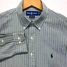 Polo Ralph Lauren Shirt Mens Size 16 Green Plaid Check Yarmouth Button Up Preppy