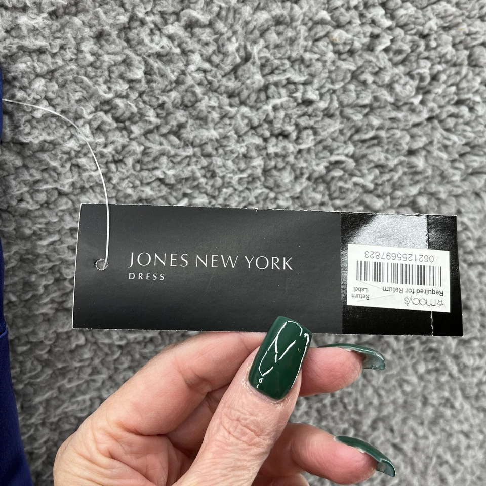 Vestido Jones New York Para Mujer 12 Azul Zafiro Ajuste Satinado Acampanado Retro Fiesta Glamour Foto 4 de 4