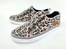 BLOWFISH Malibu Kids Sz 5 Leopard Print Natural Canvas Slip-On Sneaker Shoes Gir