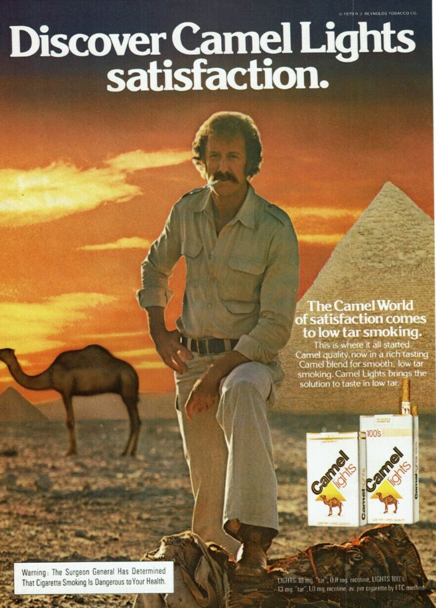 Vintage Print Ad 1979 Camel Lights Cigarettes Mustache Discover Pyramids Desert