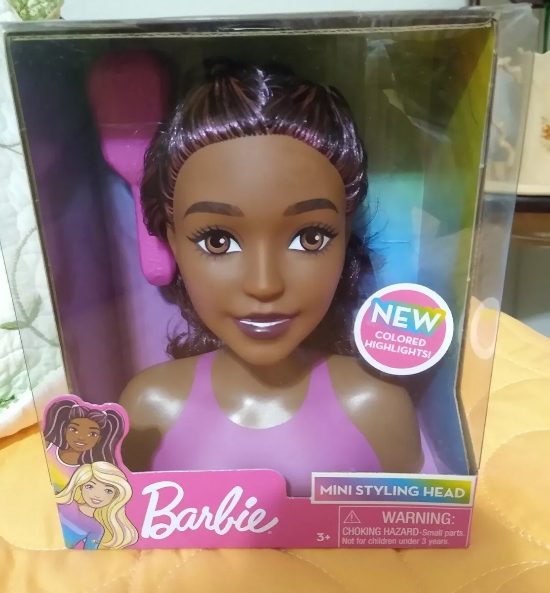 Mattel Barbie FASHIONISTAS Mini STYLING HEAD Pretty Black Doll