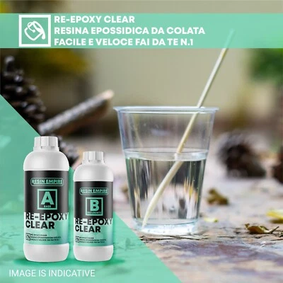 RESINA EPOSSIDICA TRASPARENTE BICOMPONENTE 800gr AUTOLIVELLANTE LEGNO E METALLI