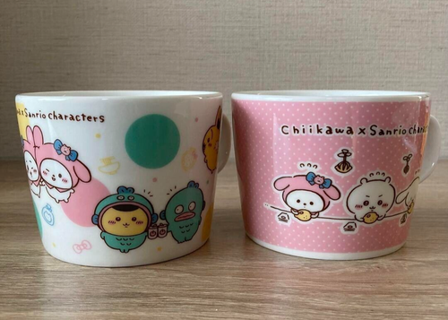 Chikawa x Sanrio Characters Mug Family Mart Limited 2 Type set Hello Kitty - Picture 2 of 4
