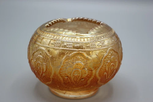 Vintage Fenton Glass Co. Marigold Carnival Glass "Persian Medallion" Rose Bowl