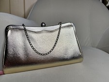 VTG Women's Small Metallic Gold Clutch Handbag Purse Chain Strap