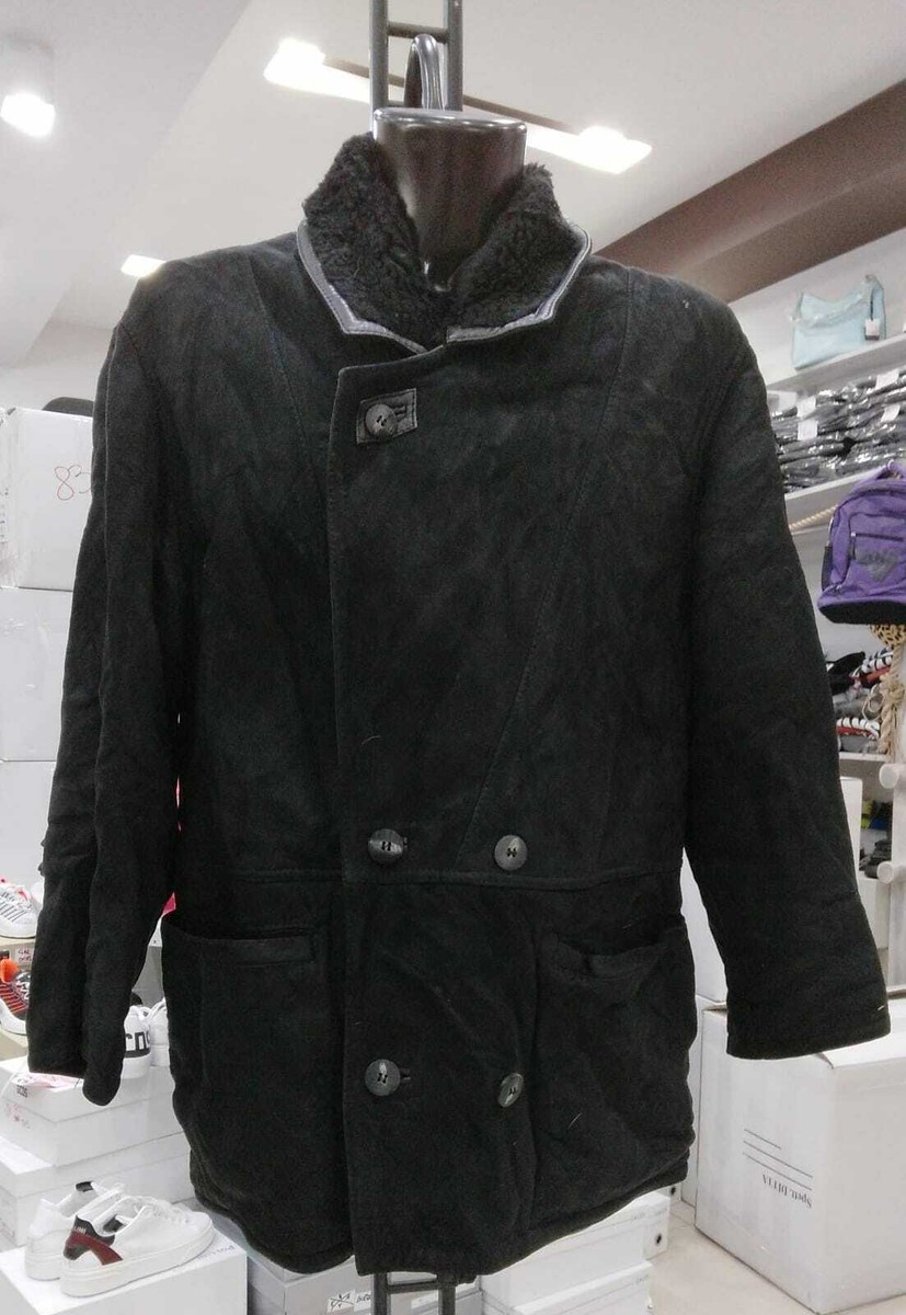 SHEARLING コート Men's Black Shearling Sheepskin Vintage Leather Jacket Size