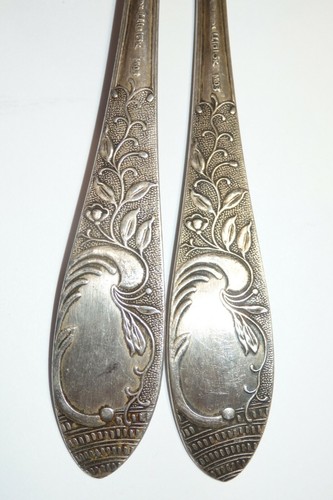 4 Ornate Vintage Soviet Russian Myuz Moscow Melchior Silver Plate FLORAL SPOONS - Picture 7 of 9