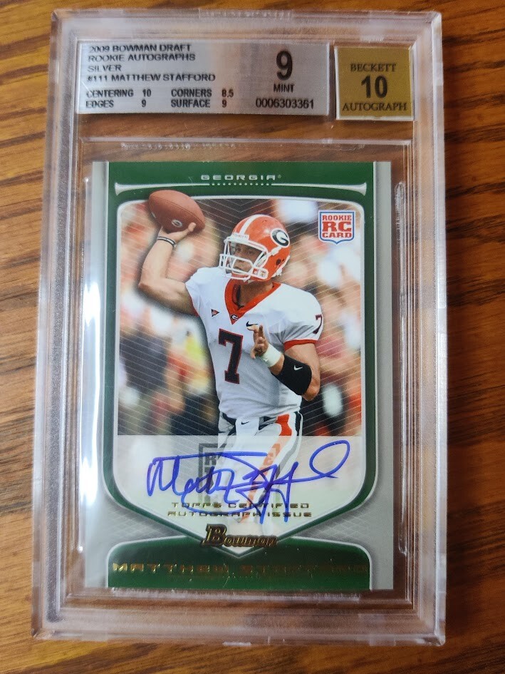 2009 Bowman Draft MATTHEW STAFFORD /50 RC Auto Silver Autograph Rookie BGS 9 MVP