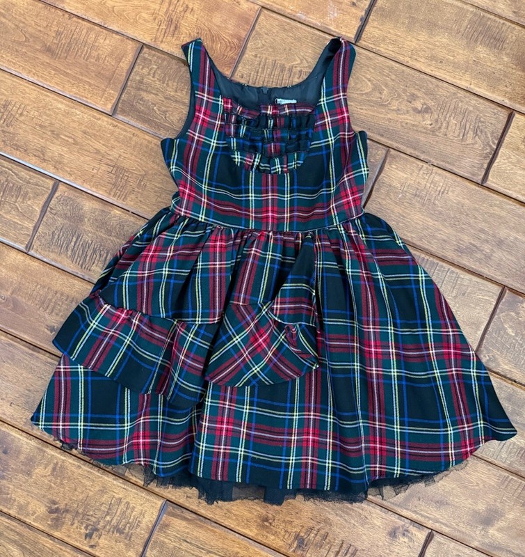 Harajuku Mini X Target Girls Holiday Red Black Plaid Tartan Dress Size 7/8 punk