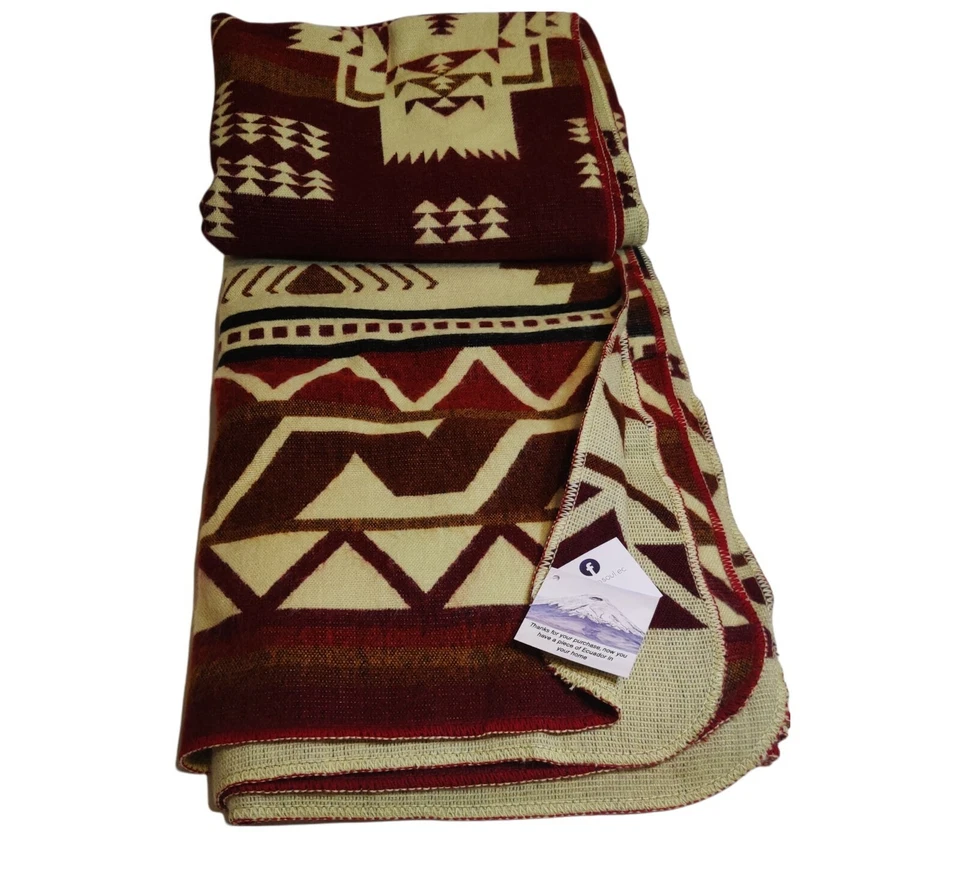 Alpaca Blanket COLTA by Andean Soul Red Wine 90in x 77in - Image 2 of 4