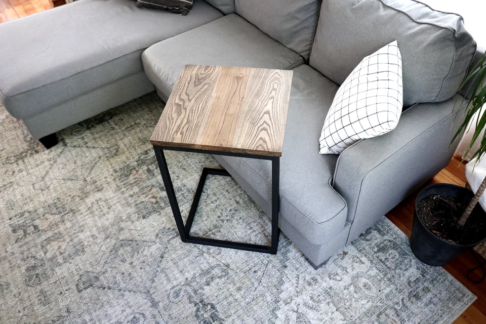 Ash and steel c-table, handmade, side table, coffee table, free shipping - Image 4 of 4