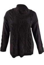 Charter Club Women's Cowl-Neck Cable-Knit Glitter Sweater