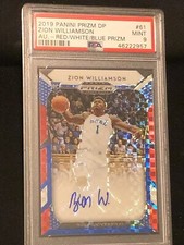 2019 Prizm Draft Picks Zion Williamson Red White Blue Auto SP 2/5 PSA 9 Duke RC