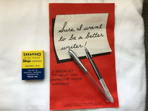 Sheaffer's clear fountain pen  & vintage school writing kit 1958 Sheaffer Canada - Photo 1 sur 12