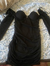 Princess Beaded Mini Dress - Black