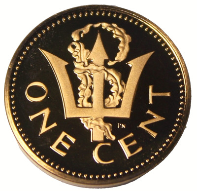 Rare Proof Barbados 1974 Cent~Only 36K Minted~Trident~We Have Rare Proofs~Fr/Shi