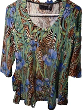 ATTITUDES BY RENEE TROPICL ANIMAL TUNIC HAWAII WITH POCKETS C18