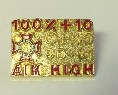 1990-91 VFW Ohio 100% + 10 Aim High Pin