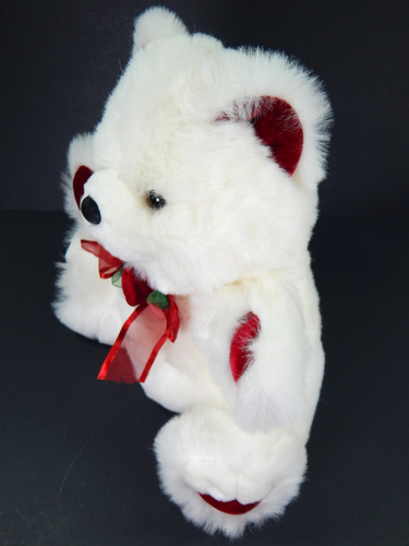 DANDEE COLLECTOR'S CHOICE WHITE TEDDY BEAR W/ROSE RED PAWS PLUSH STUFFED ANIMAL - Picture 10 of 11