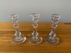 3 Small 4" Clear Glass Tapered Candle Stick Holders For 7/16" Diameter Candles — photo 2