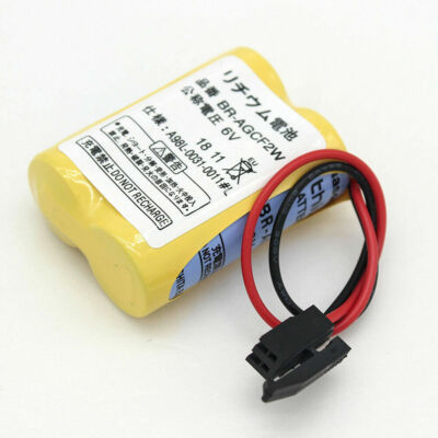 BR-AGCF2W 6V 2200mAh PLC Fanuc System Battery A98L-0031-0011 w/ Black Plug Stock