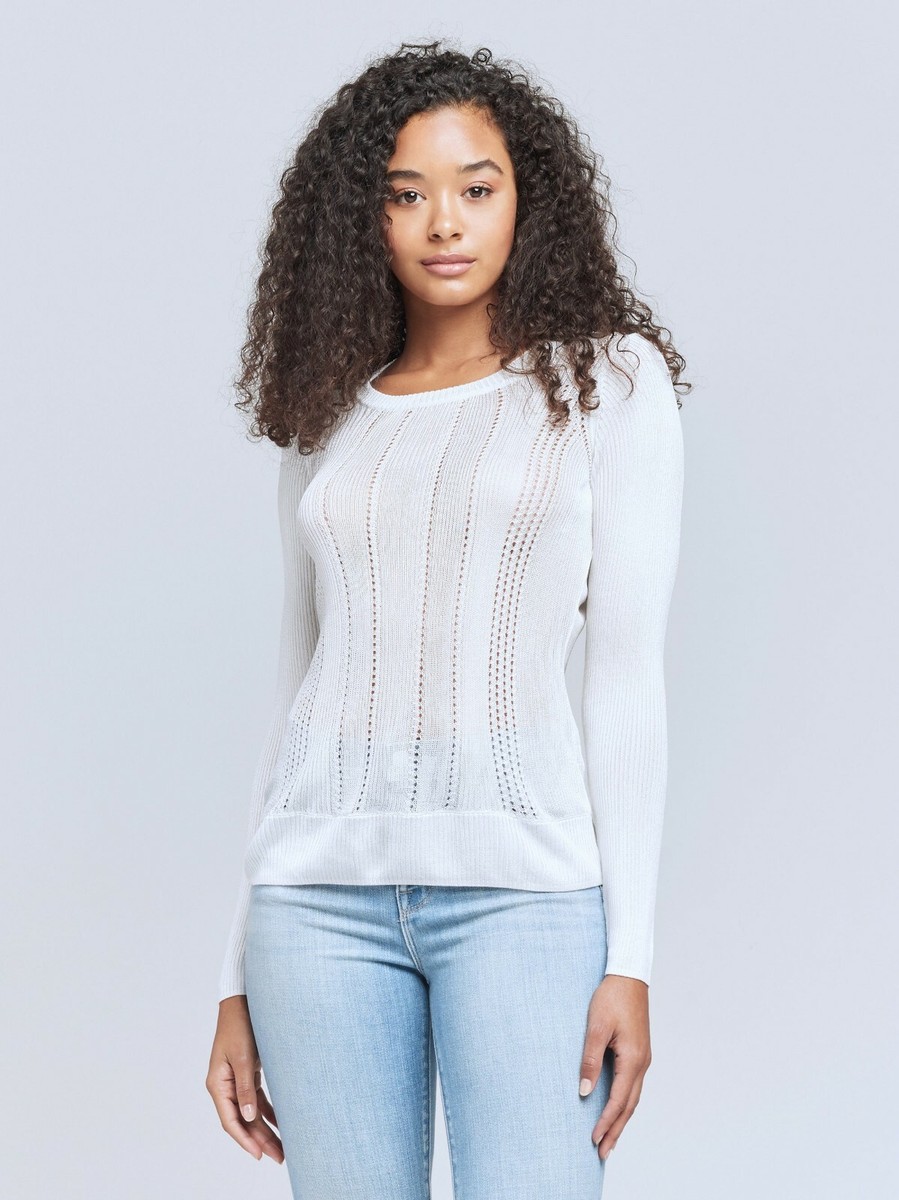 NWT L'AGENCE Women's 'WHITLEY' Ivory CREWNECK KNIT SWEATER XL