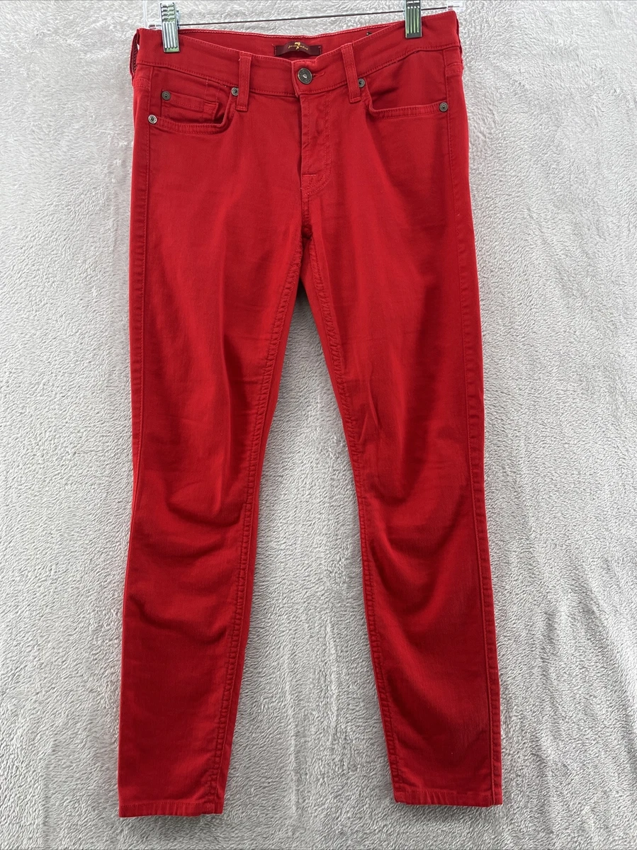 Seven 7 For All Mankind Womens Red Skinny Jeans Size 27