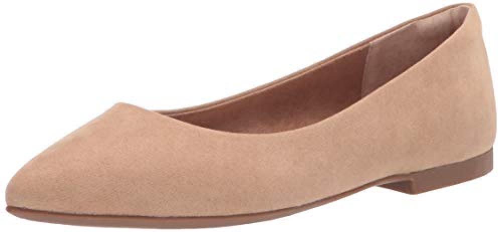 (TG. 45 EU) Amazon Essentials Ballerine a Punta Donna, Beige Micro Scamosciato,