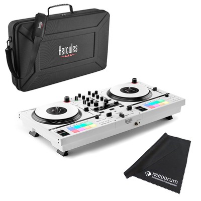 Hercules DJ Control Inpulse T-7 DJ-Controller Weiss mit Tasche und keepdrum Tuch
