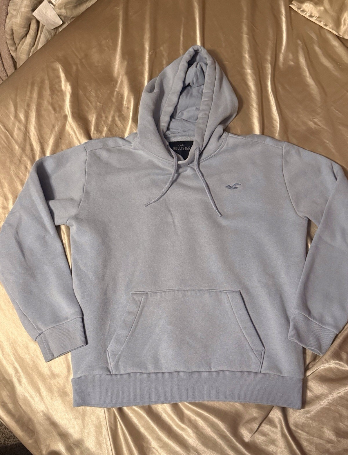 Hollister Hoodie Men’s Small Light Blue Pullover Logo Sweatshirt Women’s Medium