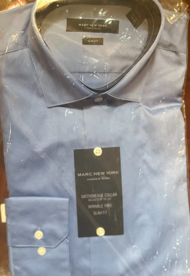 Camisa negra Marc New York para hombre ajustada cuello fácil de mover sin arrugas 15-15,5 Foto 4 de 4