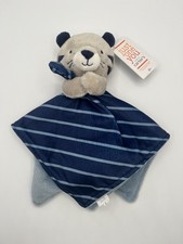 CARTERS Just One You Gray TIGER Blue Navy Striped Security Blanket